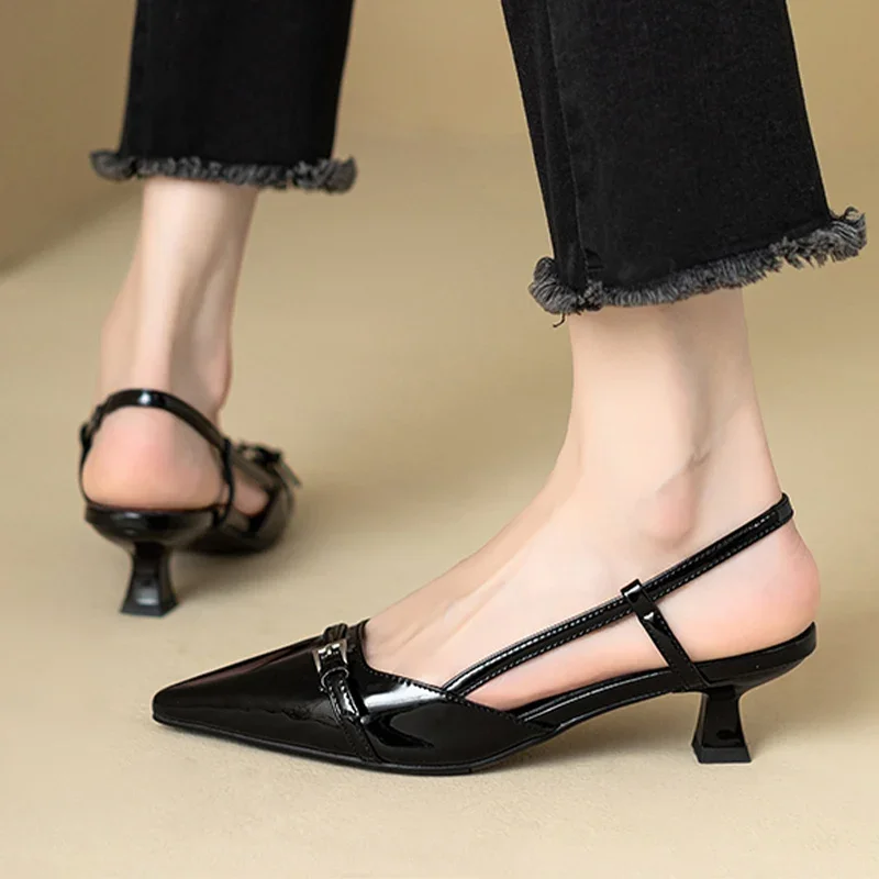 Women High Heels Shoes Pointed Toe Sexy Mid Heels Party Shoes Women Sandals Designer Summer Brand Pumps Slingback Casual Shoes Dress Slippers women dress shoes women slingback sandals