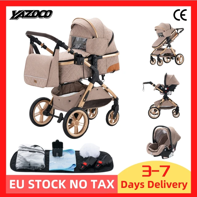 Poussette de bébé de luxe 3 en 1, landau de voyage Portable, cadre en aluminium, landau pliant, voiture de paysage haut pour nouveau-né, noir 1