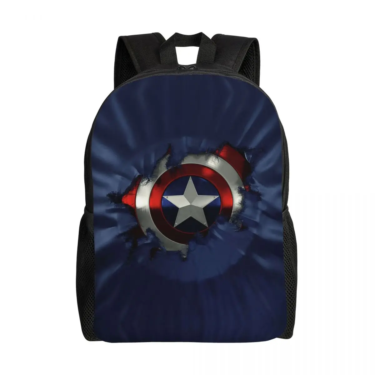 

Custom Captain America Shield Marvel Comic Blue Backpack Men Women Fashion Bookbag for School College Disney Bags
