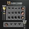 GLAKER Cordless Hair Clipper Kit – Hair Trimmer for Men, Sharp Blades, LED Display, 15 Guide Combs, Travel Case, and Storage 3