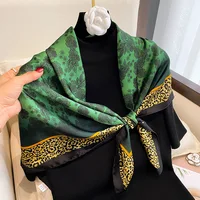 2024 Spring and Autumn New Simulation Silk Large Square Scarf 90x90 Printed Square Scarf Emerald Silk Scarf Scarf Headscarf 2
