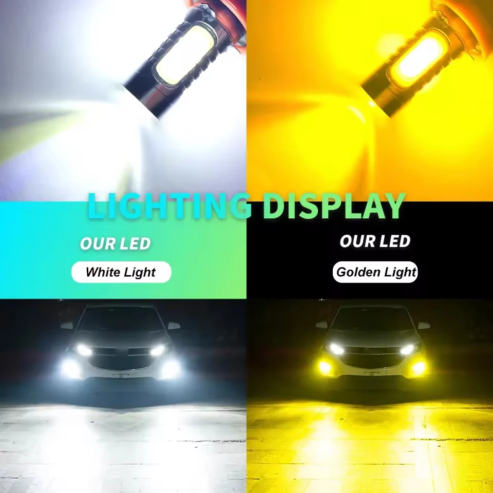 2PCS 1500LM 9005 9006 HB3 HB4 H8 H11 PSX24W P13W PSX26W H16 PS19W 고품질 COB LED 안개등 전구 화이트 옐로우 블루