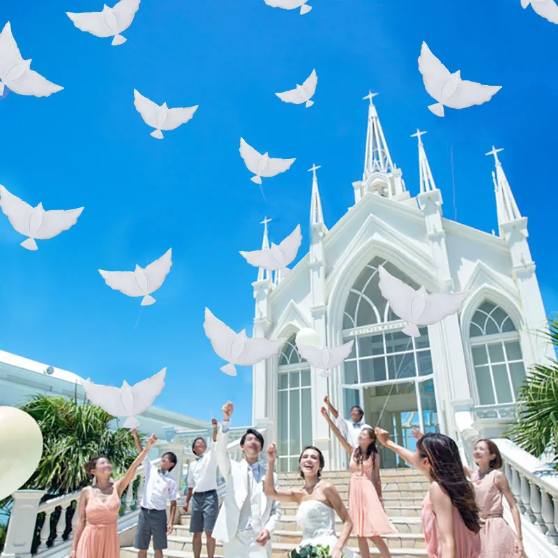 

1pc White Dove Balloon Romantic Wedding Decoration Peace Bird Foil Balloon Birthday Party Dove Shape Flying Bird Inflatable Toys