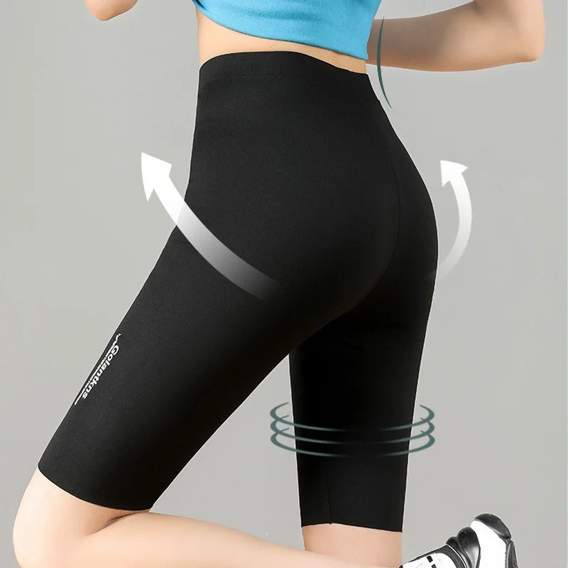 High Waist Fitness Cycling Pants Women Thin Ice Silk Shark Skin Yoga Pants Hip-lifting Tights Running Sports Leggings Shorts