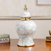 Ceramic General Jar Marbling Ginger Jar Flower Vase Storage Tank with Lid Desktop Porcelain Handicraft Ornaments Home Decoration 2