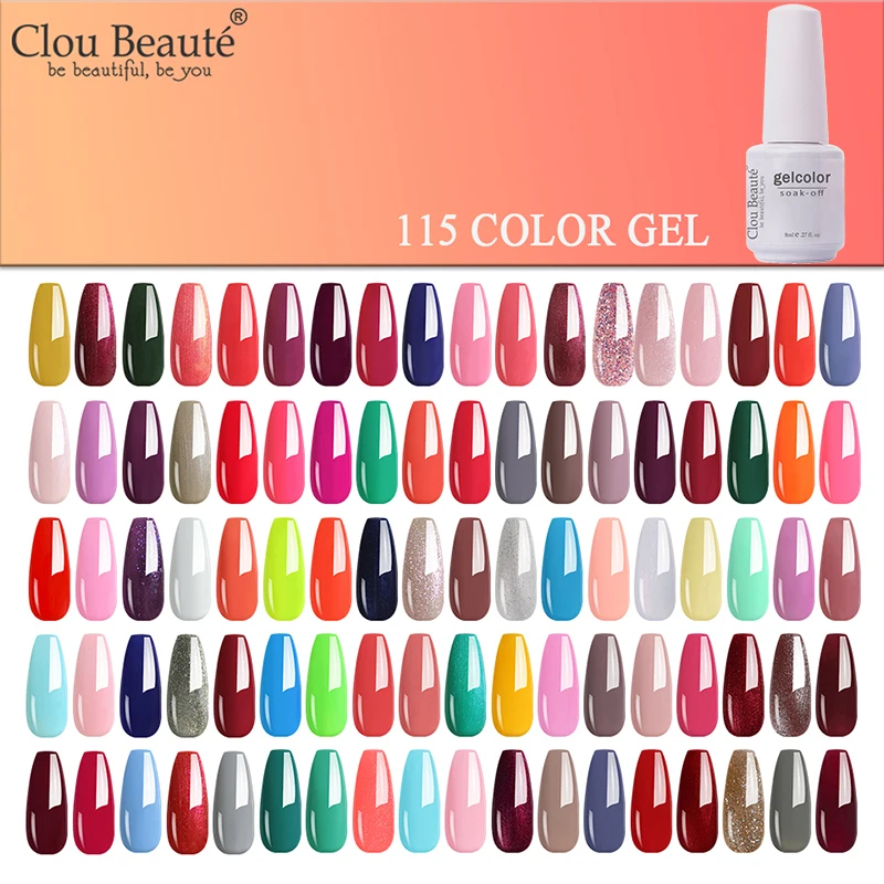 Clou Beaute 8 Ml New 115 Color Uv Gel Nail Polish All for Manicure Semi Varnish Soak Off Nail Art Gel Resin 8ML White Manicure