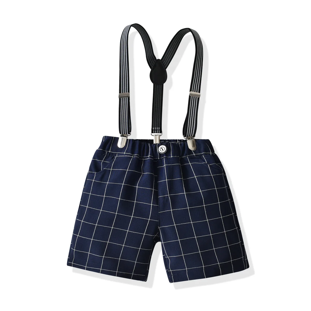 

2024 Boys' Plaid Suspender Pants Children Toddler Baby Summer Shorts Dress Bottoms Pants Formal Wear