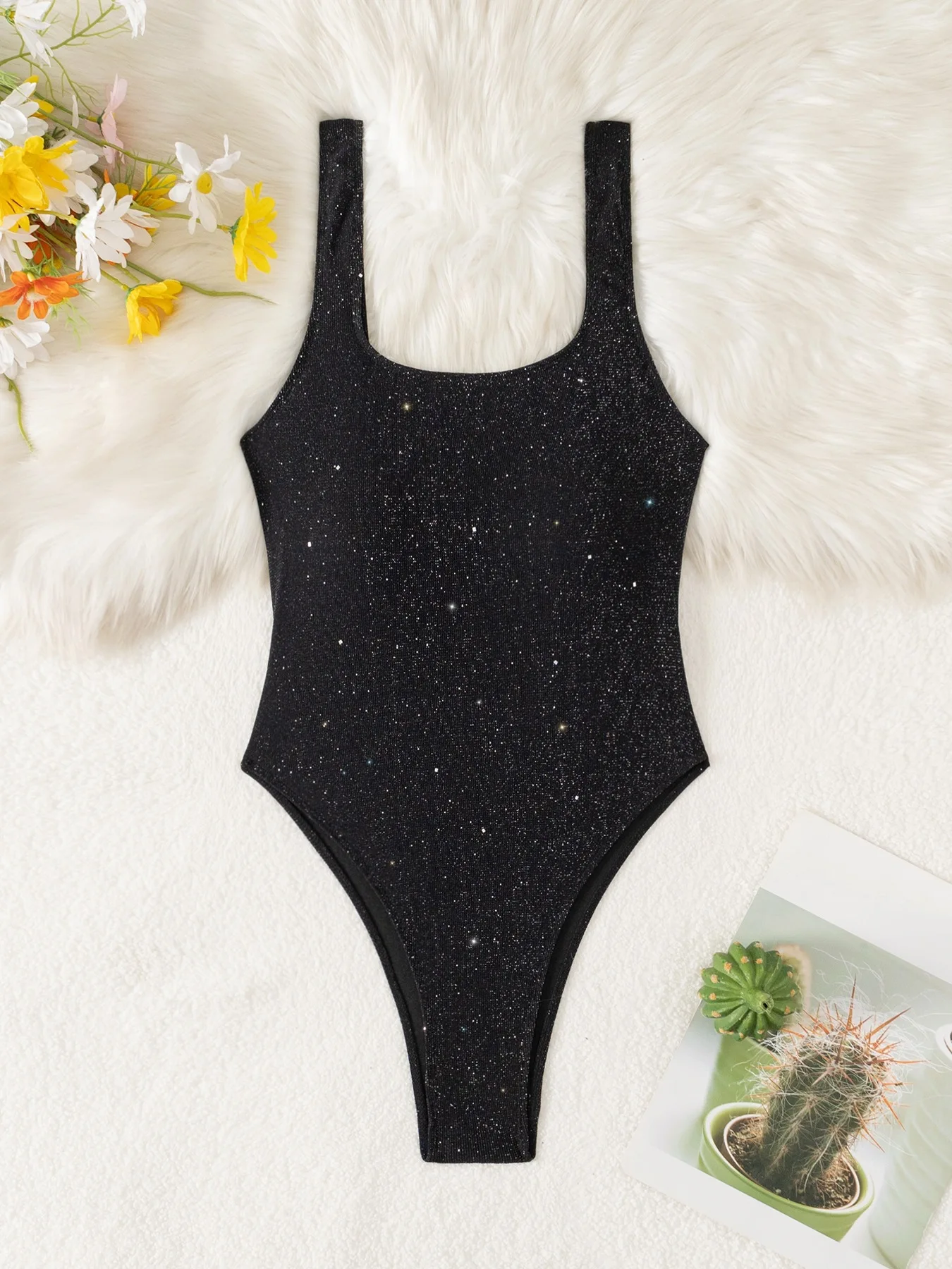 Shiny Black Red Swimwear Women 2025 Sexy Hollow Out Drawstring Backless Bathing Suit One Piece Swimsuit Tummy Control Monokini