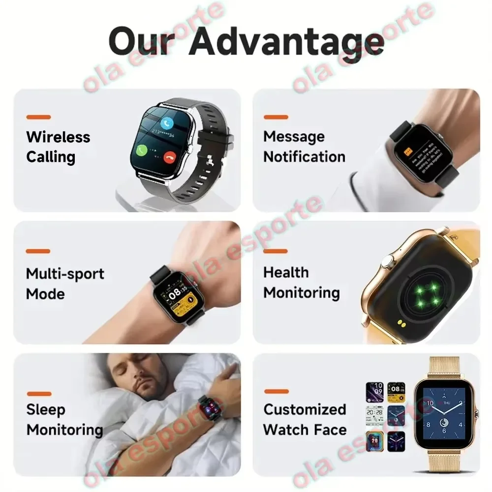 2026 New Smartwatch HD Bluetooth Call Sports Fitness Tracker Heart Rate Sleep Record Outdoor Sport Watch for Men Women Gift HW12 5