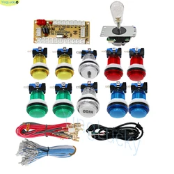 Dual Player DIY Arcade Game Kit with LED Push Buttons and American-Style Joystick (1 player-diy mix)