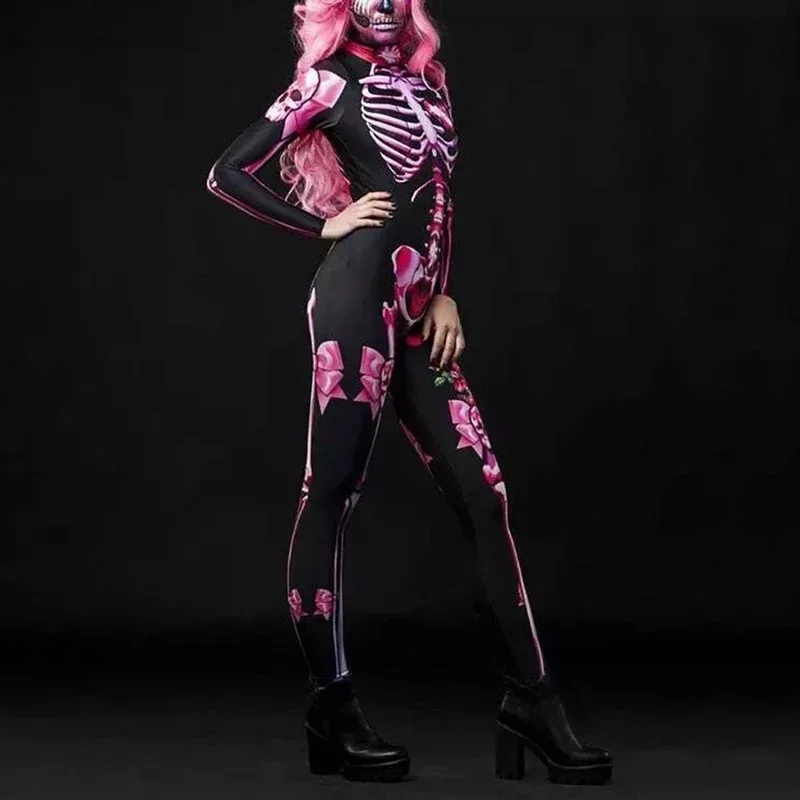 Rose Skeleton Adult Kids Scary Costume Halloween Dress Cosplay Sexy Jumpsuit Carnival Party Baby Girl Rompers Day of The Dead halloween costumes