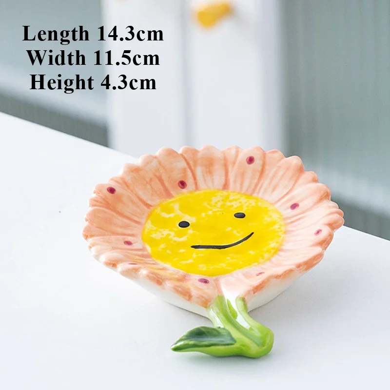 Creative Drain Dish Storage Box, Home Bathroom and Kitchen Articles, Ceramic Rose Blossom Sunflower Shape, Soap Dishes, 1Pc