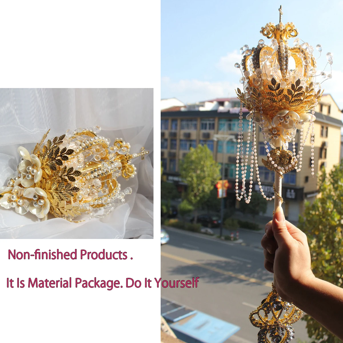 Non-finished Products Do It Yourself Lolita Petal Scepter Vintage Baroque Bridal Holding Flowers Bride Marriage Court Style