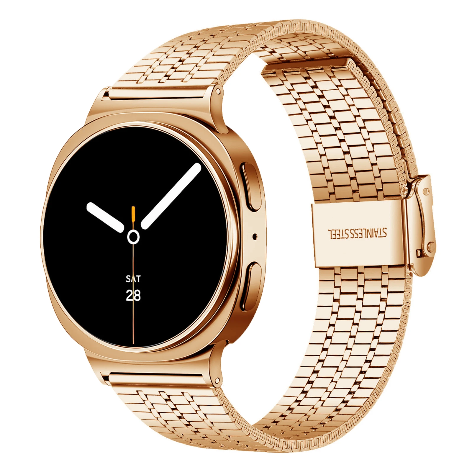 Stainless Steel Seven-Bead Strap with Double Safety Buckle