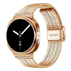 Stainless Steel Seven - Bead Strap with Double Safety Buckle - Watch8 44mm (Rose gold)