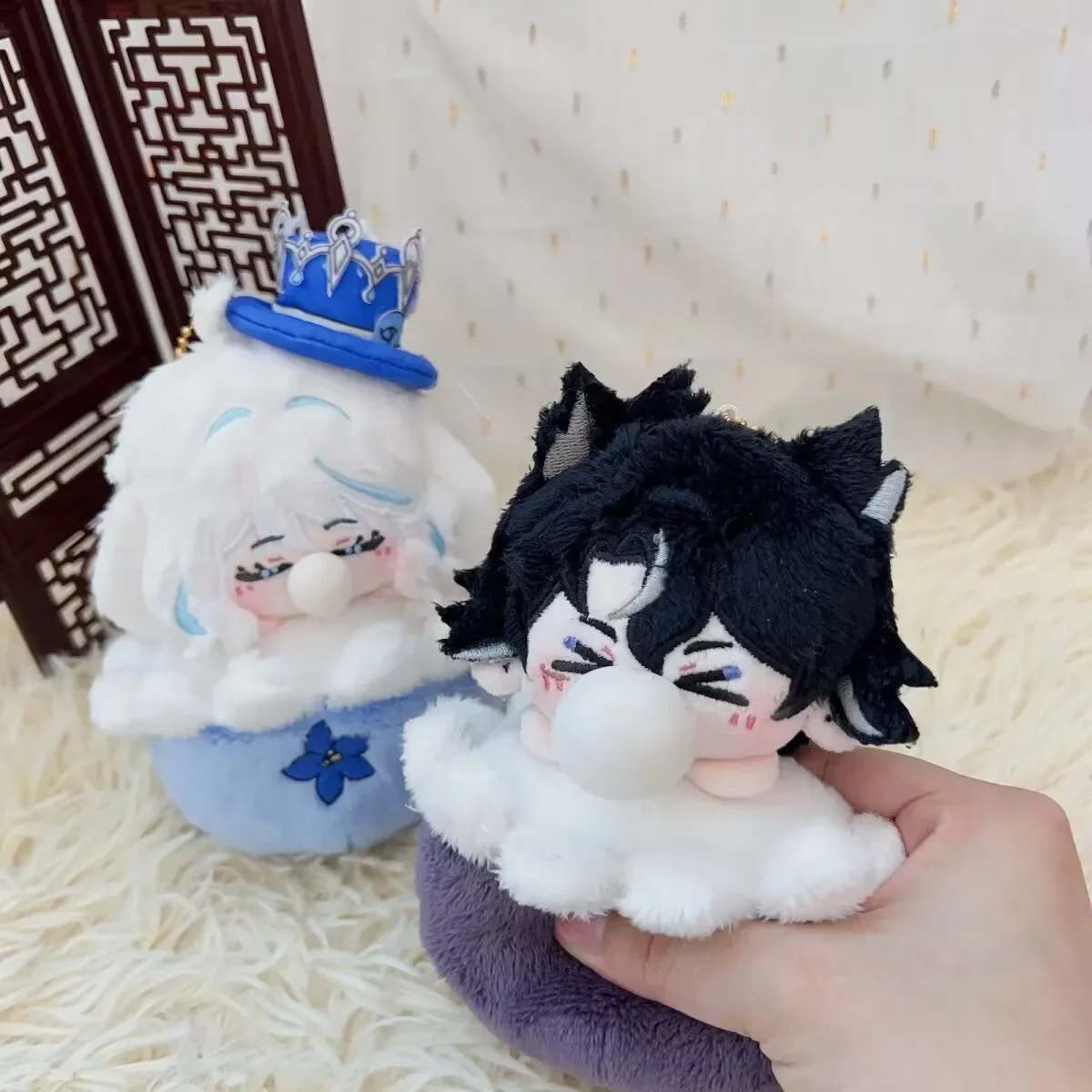 

Game Anime Cute Furina Wriothesley Soft Adorable Blow Bubbles Plush Pendant Knapsack Key Chain Gifts