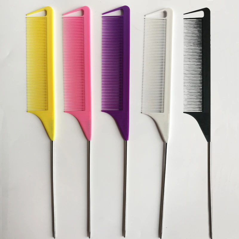 1PC Professional Metal Needle Plastic Hair Styling Pointy Tail Comb For Wig Partition Braid Hair Dye Highlights Tool hair styling comb