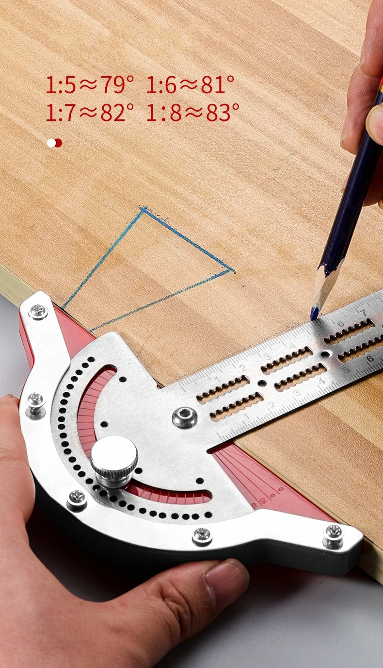 10/15/20 인치 각도 게이지 목공예가용 엣지 룰러 스테인리스 스틸 각도기 각도 측정기 정밀 목수 측정 도구