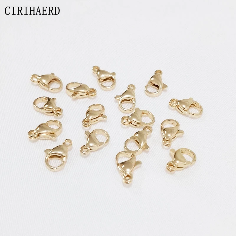 14k/18K Real Gold Plated Lobster Clasps Necklace Bracelet Connector End Buckle DIY Jewelry Making Accessories Supplies Wholesale