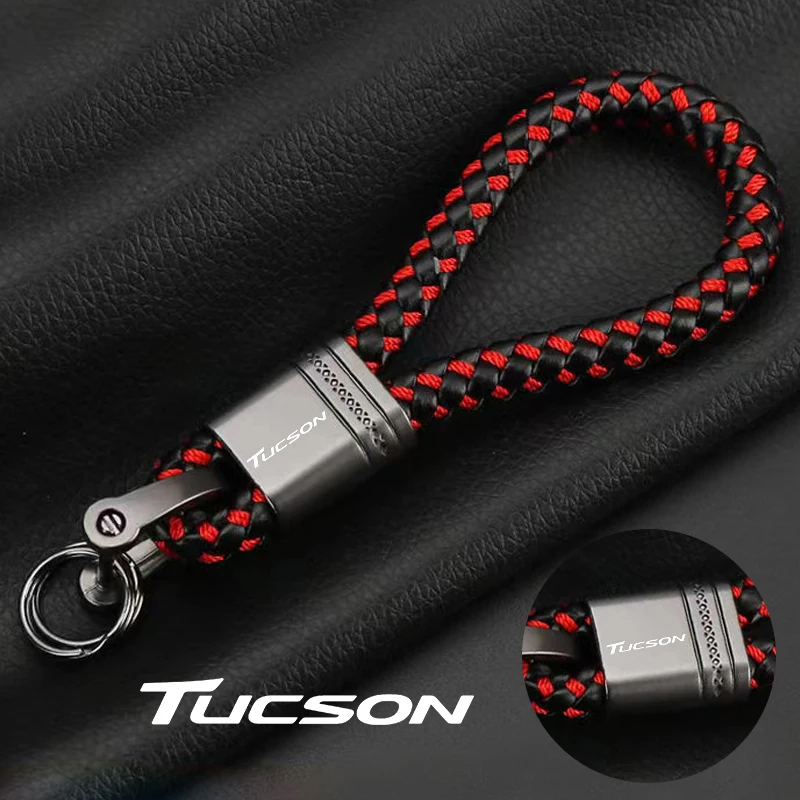 

For Hyundai Tucson NX4 IX35 H7 2022 2021 2020 2019 2018 2009 Car Accessories Custom LOGO Braided Rope Keyring Metal Keychain