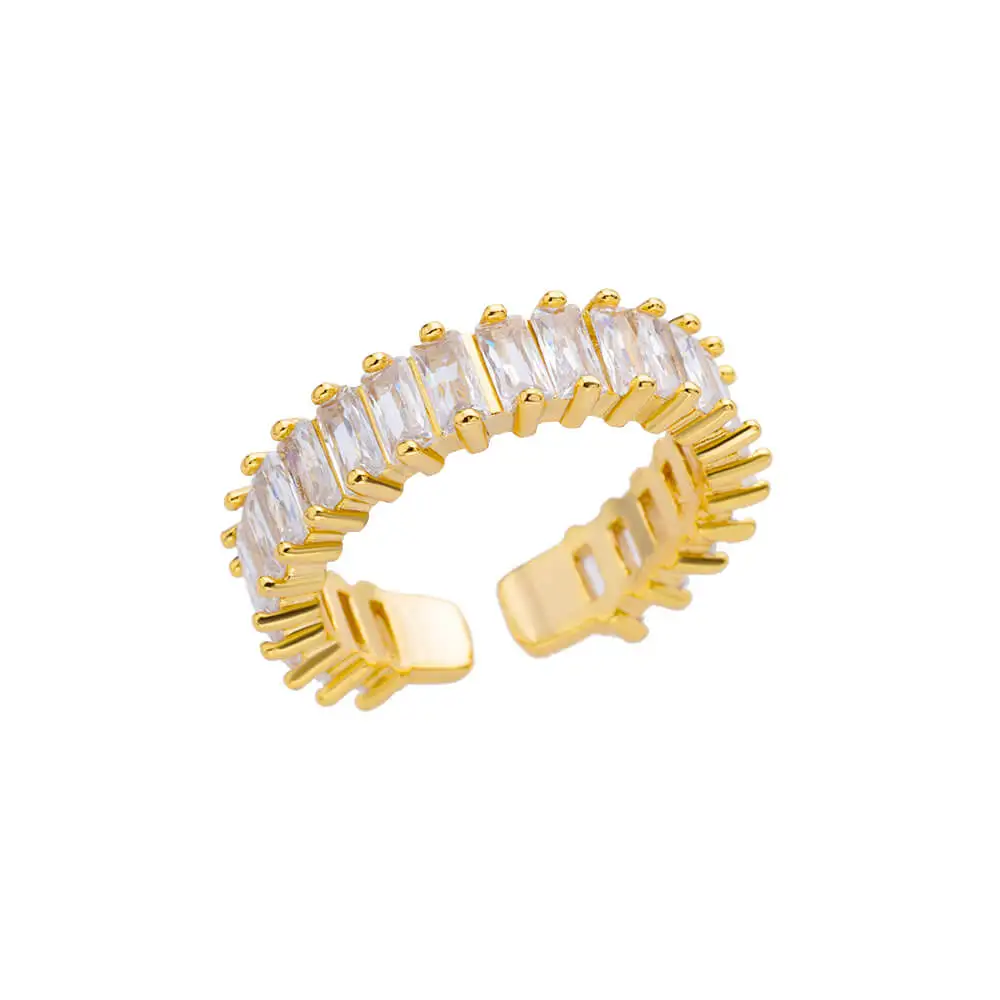 Gold Color Ring Stainless Steel Ring Finger Ring Zircon Crystal Ring For Women Wedding Party Gift