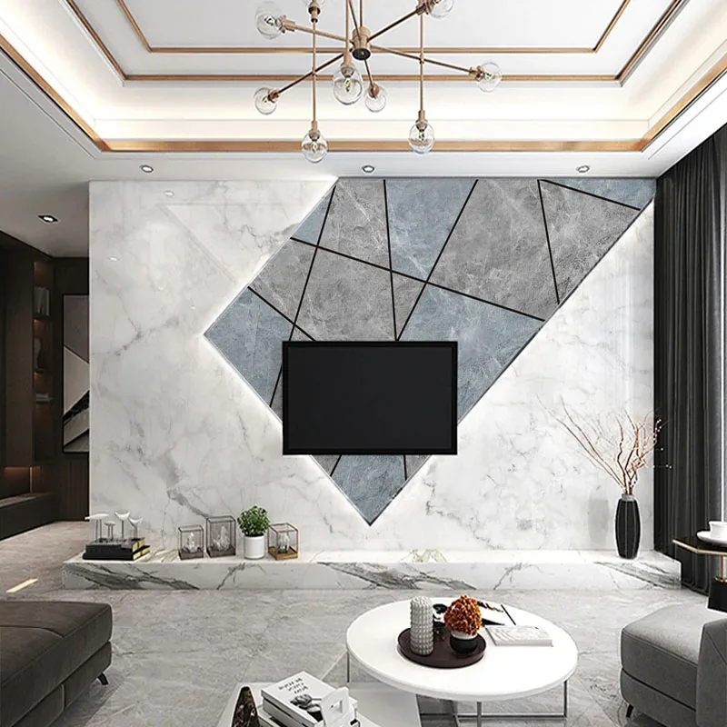 Custom Any Size Mural 3D Modern Minimalist Microcrystalline Stone Marble Pattern Jazz White Slab Light Luxury Combination  Wall