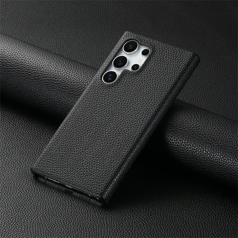 Luxury Soft Lychee Pattern Leather Shockproof Bumper Case