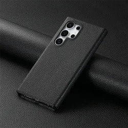 Luxury Soft Lychee Pattern Leather Shockproof Bumper Case - Samsung S25 (Y1 - Black)