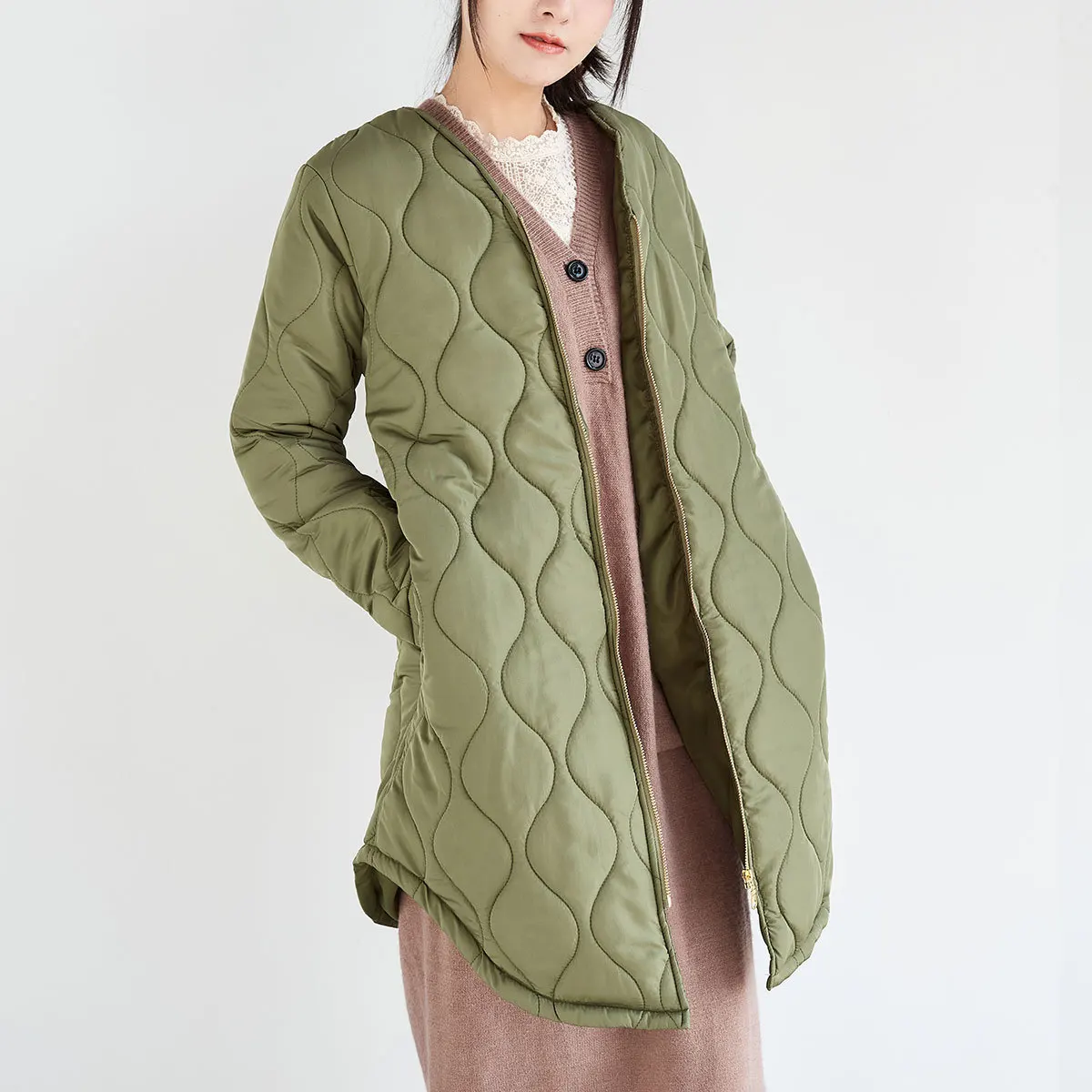 

Cotton Clothing Winter Fashion Women's Thickened Winter Cotton Jacket Solid Color Casual Quilted Cotton Jacket