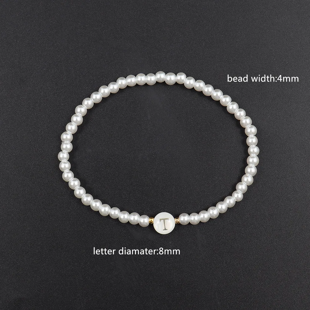 Beaded Bracelet 26 Letter Women Temperament Handmade Simulated Pearl For Women Jewelry Gift
