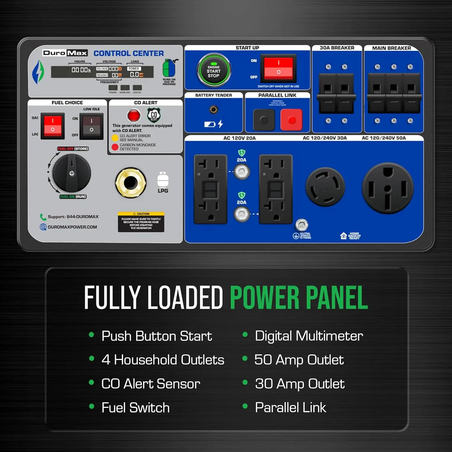 9500 Watt 459cc Dual Fuel Digital Inverter Hybrid Portable Generator Automatic Transfer Switch Ready Remote Start