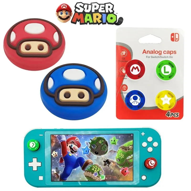 4 Pezzi Super Mario Rocker Caps Per Nintendo Switch Oled Ns Joycon Joystick Thumb Stick Grip Cap Cover Joy-Con Accessori Decor