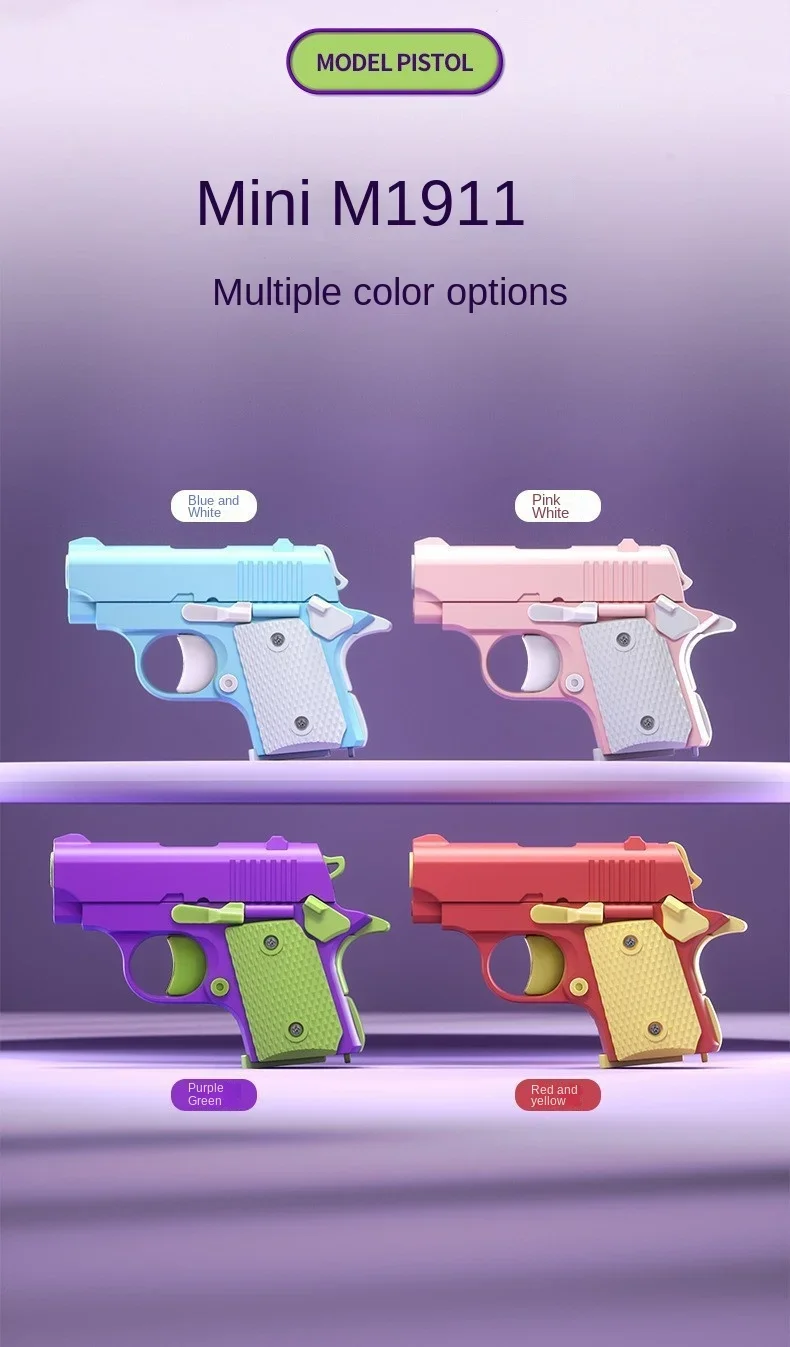 Mini 1911 Children'S Toy Guns Model 3D Gravity Printing Fidget Toy for Kids Adults Stress Relief Toy Children Decompression Gift