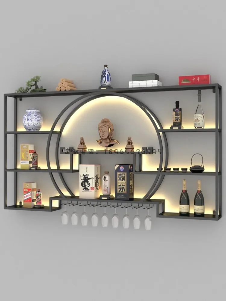 Wine cabinet Wine rack bar counter Chinese living room against the wall