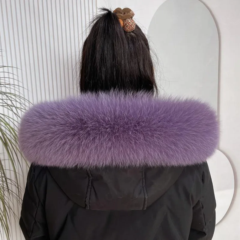 Fox Fur Collar Winter For Women Luxury Female Scarves Hood Trims Fur Decor Shawl For Coat  Natural Fur Shawls Furry Fur Scarf