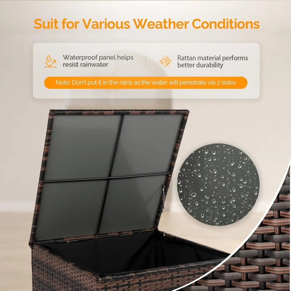 88 Gallon Outdoor Rattan Deck Box 3