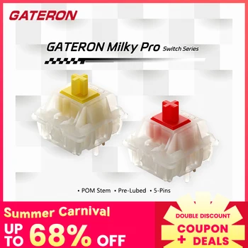 Gateron 밀키 프로 스위치, 기계식 키보드용 SMD RGB Mx 스템 스위치, 밀키 옐로우 프로 레드, 선형 사전 윤활 스위치, 5 핀 POM