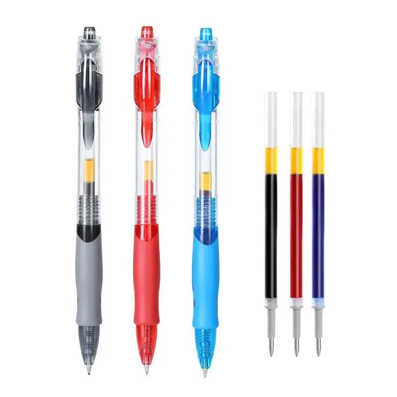 10/30PCS Gel Pens & Refills Set Stationery Kawaii Writing Pen Black/Red/Blue Ink 0.5mm Blue Ballpoint Pen Office School Supplies