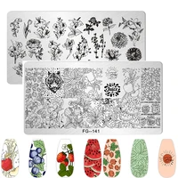 FRUIT LEMON TEMPLATES Flower Stripe Design Stamping Plate Strawberry Lady Face Nail Stamp Templates Leaf Floral Printing Stencil 1