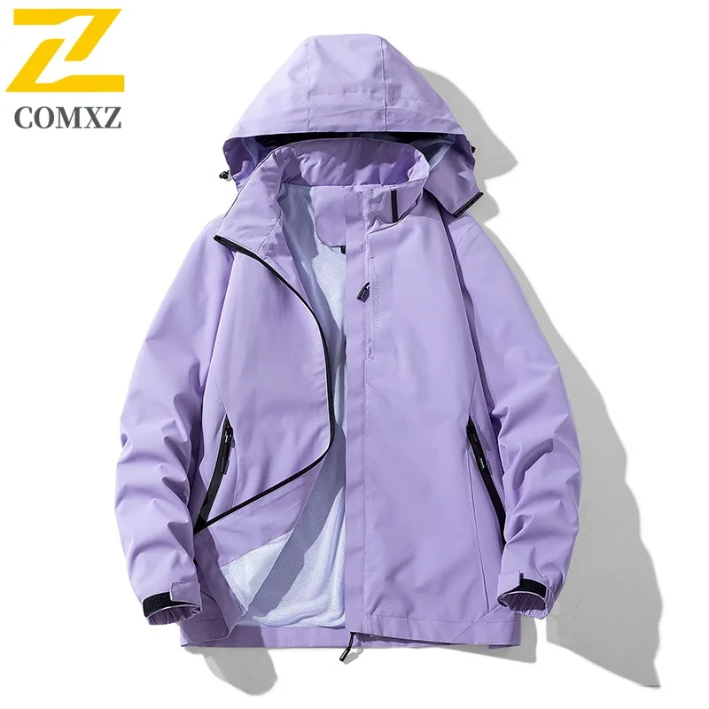COMXZ Men Autumn Jacket Simple Hooded Outdoor Mountaineering Wind Resistant Coat Leisure Everyday Style Lightweight Clothing
