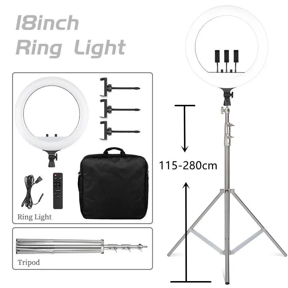 

SH 18 Inch Selfie Ring Light LED Video Lamp With Tripod Stand Phone Clip For YouTube Live Light Photo Photography Studio