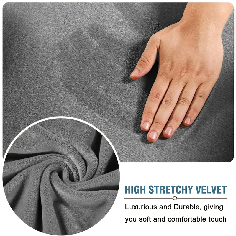 Luxurious Velvet Plush Stretch Sofa Cover - Soft, Removable Slipcover for Living Room and Lounge