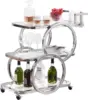 Home Bar Serving Carts 3 Tier Kitchen Carts on Wheels Mobile Bar Carts for Home Kitchen Dining Room Living Room Party, Chrome 6