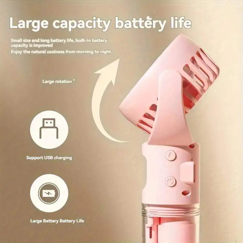 Mini Portable Folding Fan With Spray Mister Humidifier USB Rechargeable Handheld Fan Suitable For Living Room Classroom School B 6