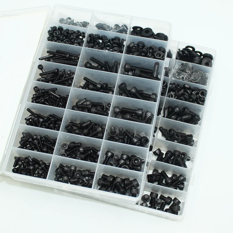Premium Black Steel Hex Cap Screws Assortment Kit - Grade 12.9