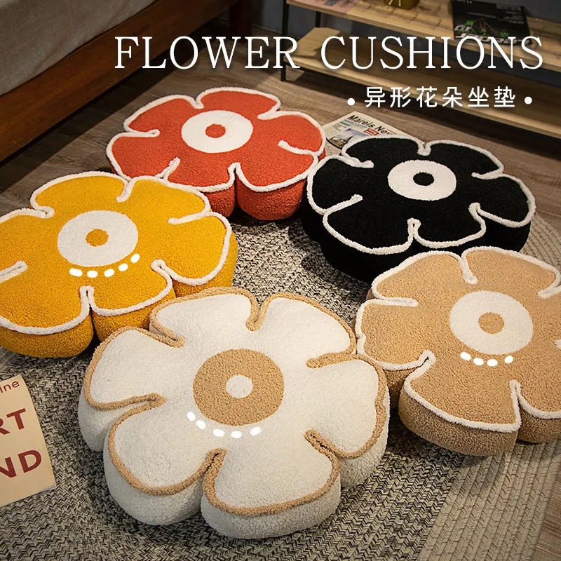 Irregular shape Flower Throw Pillow Cushion Soft Stuffed Fluffly Flower Floor Pillow Seating Sofa Cushion Kawaii Room Decor a set 6pcs pebble stone rock shape pillow case cushion covers without stuffing