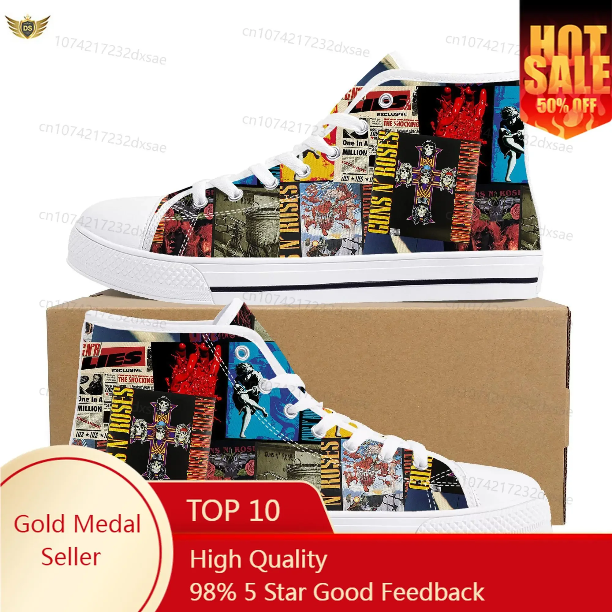 

Guns N Roses Heavy Metal Rock Band High Top High Quality Sneakers Men Women Teenager Canvas Sneaker Custom Casual Couple Shoes