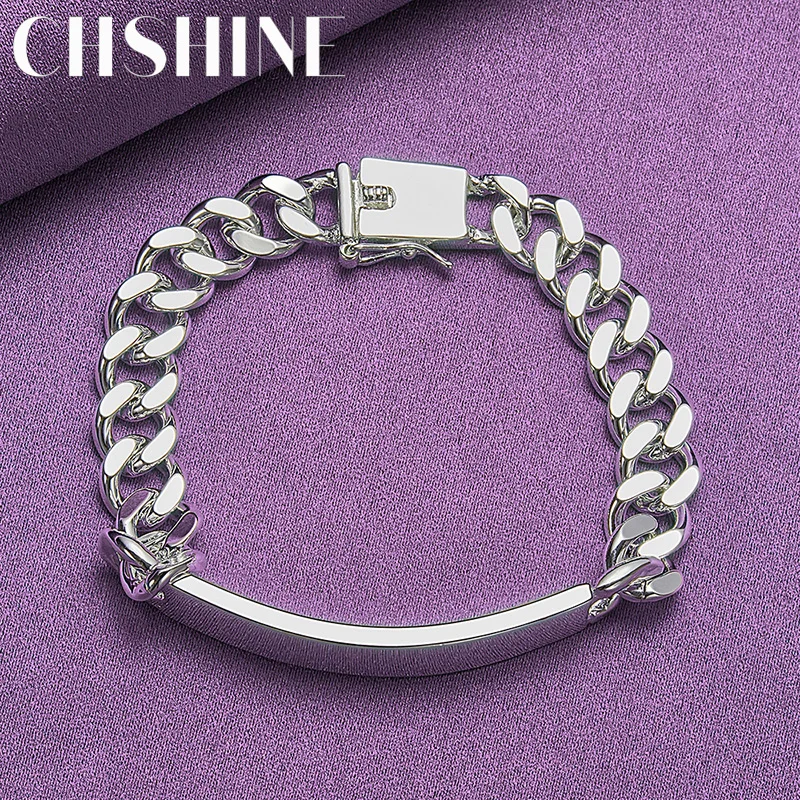 

CHSHINE 925 Sterling Silver Smooth Brand 10mm Men Side Chain Bracelet Fashion Charm Wedding Party Gifts For Women Jewelry