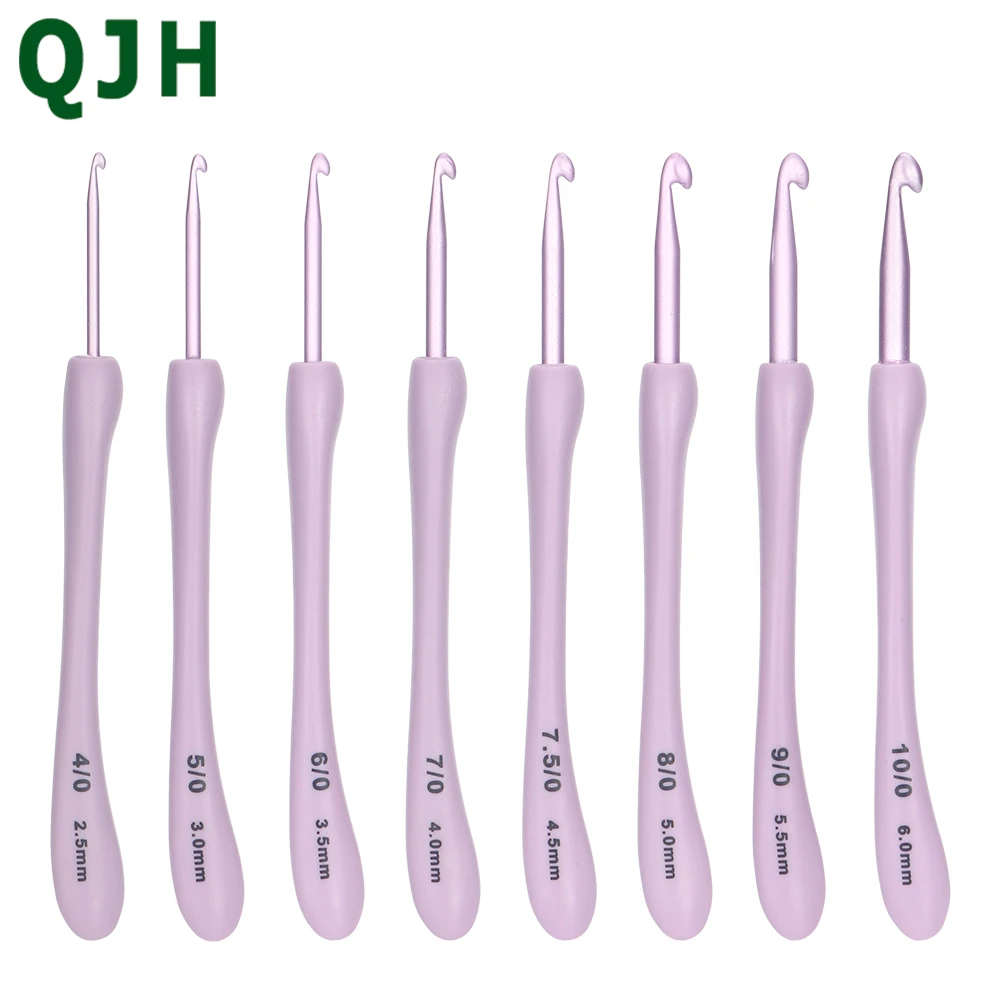 Crochet Hook Set Purple Hooks Ergonomic For Hands Lightweight Aluminum Needles  for Crocheting Yarn Hook Kit Beginners Knitting