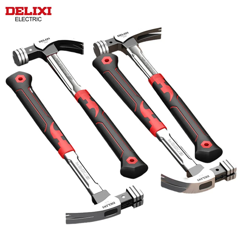 DELIXI ELECTRIC High Carbon Steel Multifunction Non-slip Shockproof Magnetic Claw Hammer Woodworking claw hammer multitool hammer